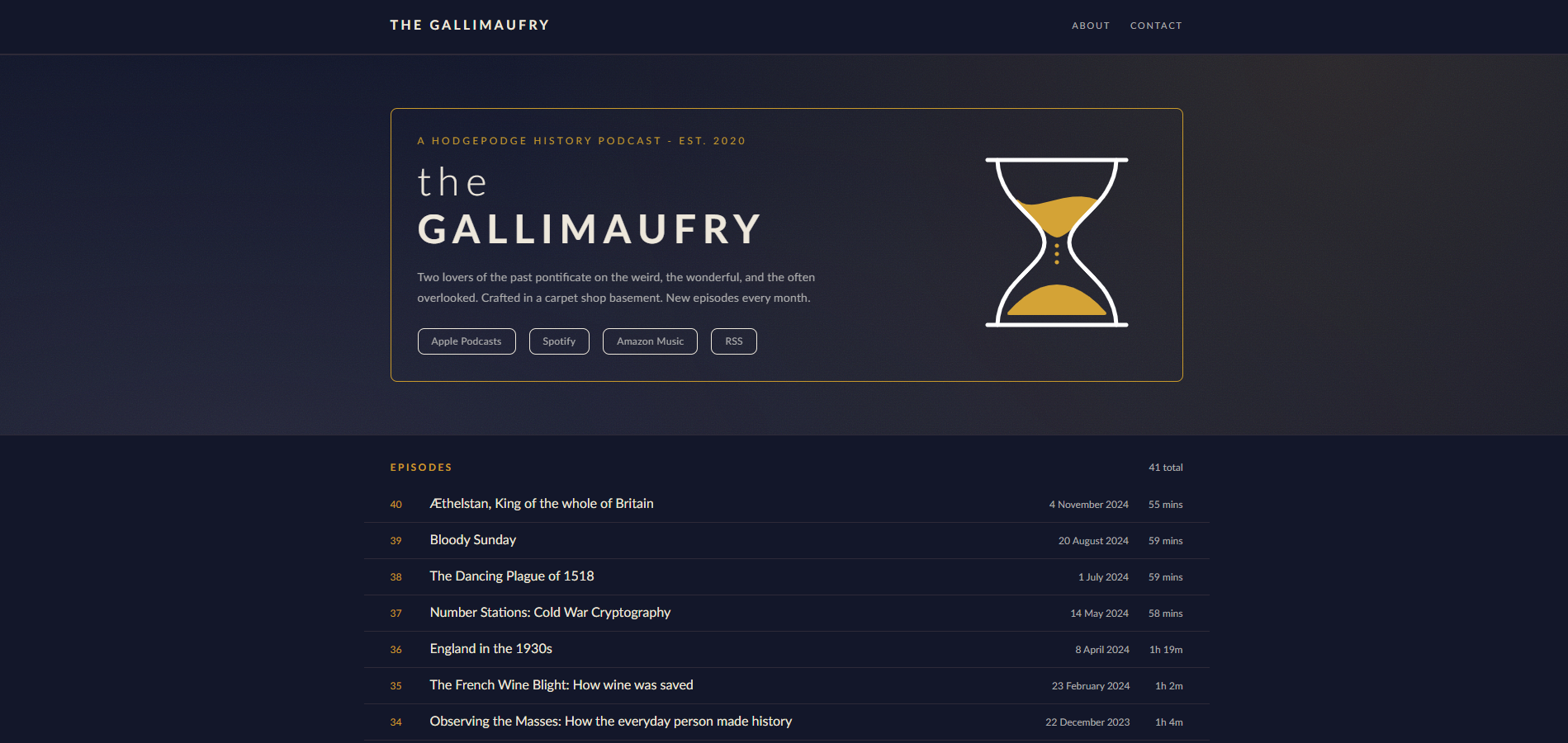 Screenshot of The Gallimaufry website