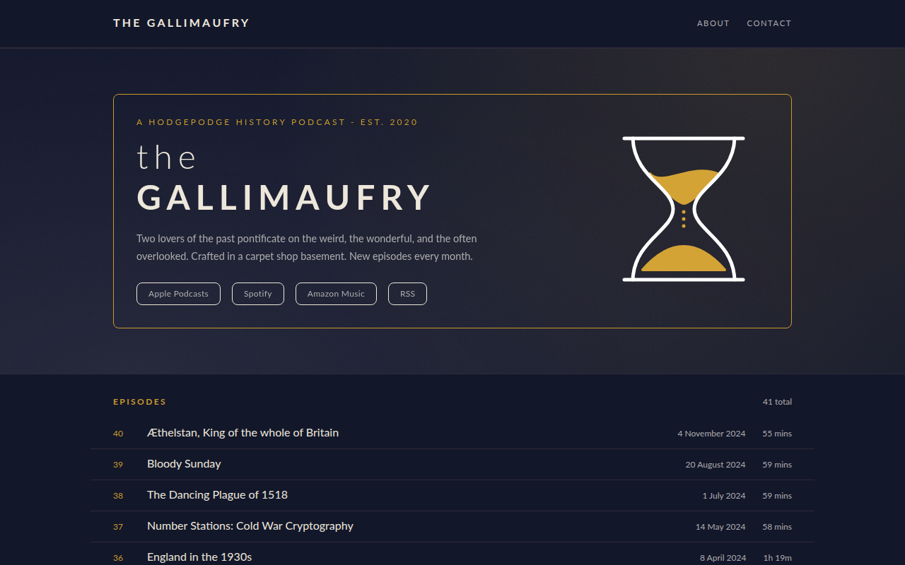Screenshot of The Gallimaufry website