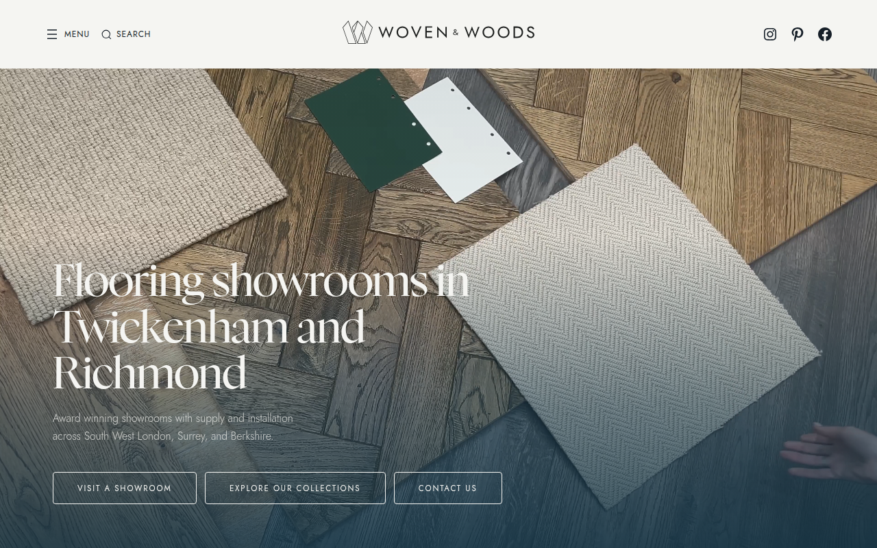 Screenshot of the Woven & Woods website