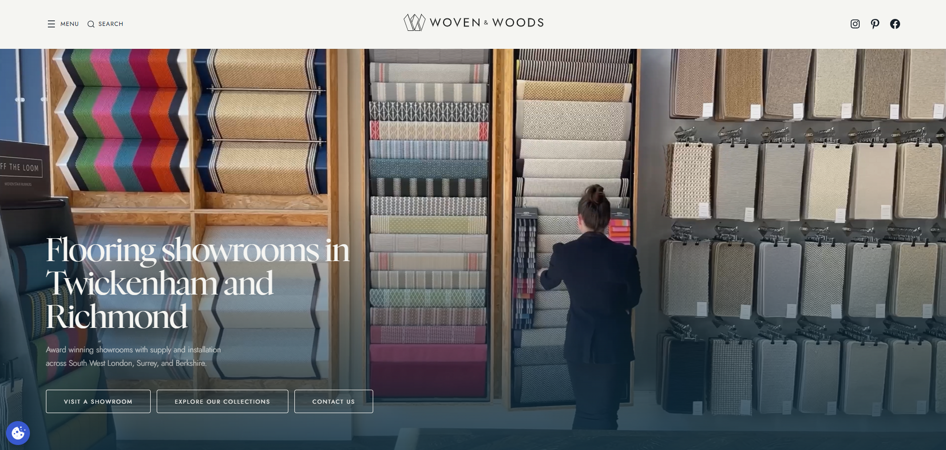 Screenshot of the Woven & Woods website