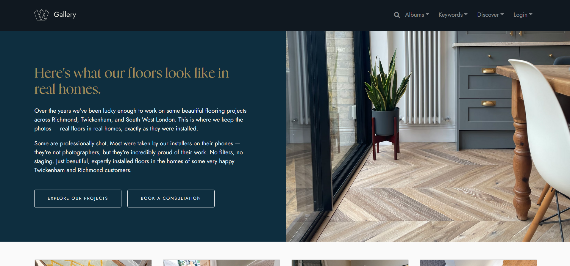 Screenshot of the W&W Project Gallery recipe site