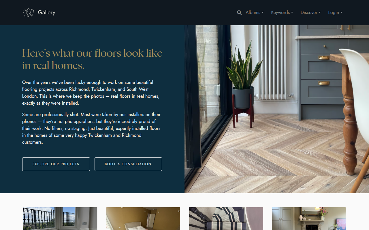 Screenshot of the W&W Project Gallery recipe site